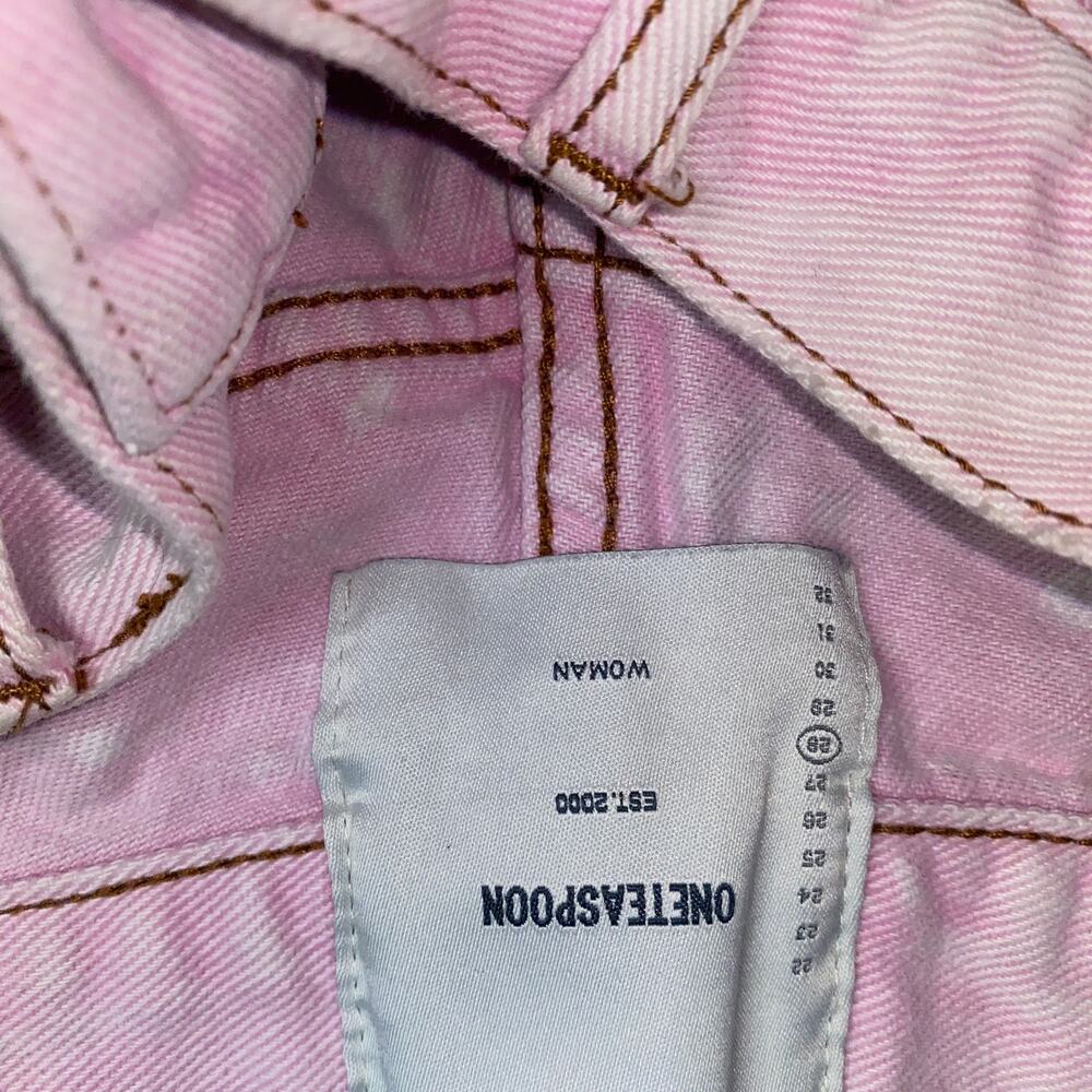 One Teaspoon Pink Tie Dye Denim Bandits Mini Micro Jean Shorts Women's Size 28 - Picture 7 of 9